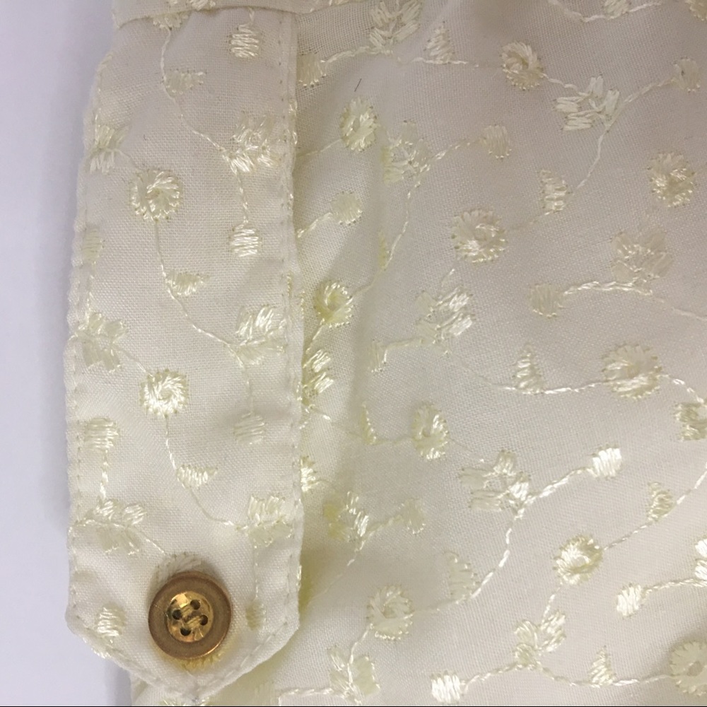 Zara 3/4 Sleeve Off White Floral Embroidered Shirt - Picture 7 of 8